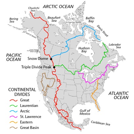 Watershed Continental Divides in North America
